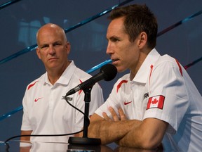 Canadian basketball GM Steve Nash (right) and coach Jay Triano. (Jack Boland, Toronto Sun)