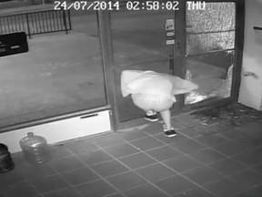 A screen grab of a suspect in a break-in at Brandon-based All Points Electric. (COURTESY ALL POINTS ELECTRIC)