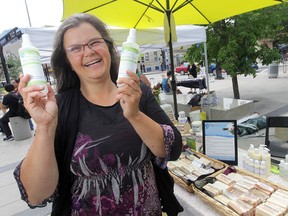 Louise May, of Aurora Farms, poses with some of the all-natural products she sells.  (Chris Procaylo/Winnipeg Sun)