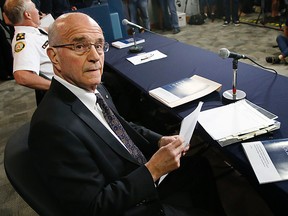 Retired Supreme Court justice Frank Iacobucci released his report on the use of force by police officers dealing with people in distress on July 24, 2014. (Michael Peake/Toronto Sun)