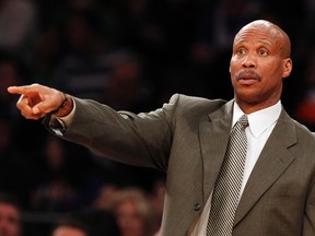 Cleveland Cavaliers head coach Byron Scott gives instructions to his team during the fourth quarter of their NBA basketball game against the New York Knicks at Madison Square Garden in New York December 15, 2012. (REUTERS/Adam Hunger)