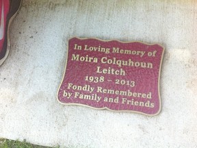 "Now we won?t have a plaque on it for the anniversary. It?s not quite the same." Ann C. Leitch says the one-year anniversary of her mother?s death will be more upsetting because of the theft