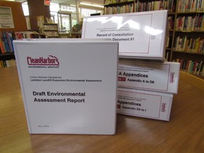 Copies of draft environmental assessment review documents for Clean Harbor's Canada's plan to expand the life of its hazardous waste site near Brigden are available at The Corunna Library, the Ministry of the Environment office in Sarnia, as well as at the Clean Harbors site. Public comments are being accepted until Aug. 25. PAUL MORDEN/THE OBSERVER/QMI AGENCY