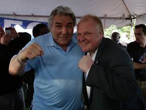 Toronto Mayor Rob Ford and George Chuvalo at Ford Fest on July 25, 2014. (Craig Robertson/Toronto Sun)