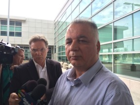 Sadegh "Simon" Shahi spoke briefly to media outside Brampton court Saturday after his son, Ali Shahi, was granted release on $1,000 bail. (Chris Doucette/Toronto Sun)