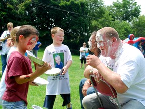 A pair of volunteers were on the receiving end of a barrage of whipped cream pies during the Lyttle Family Fun Fair on Sunday, just one of many ways the event's organizers were able to raise money for a trio of charities. The fair is held in memory of Gabriel Lyttle, who was just two-years-old when he died in a drowning accident in 2012.

STEPHEN PIERCE/SENTINEL-REVIEW/QMI AGENCY