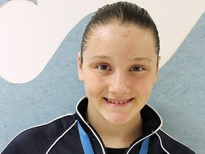 Madison Broad of the Chatham Y Pool Sharks won two gold medals at the 2014 Canadian age-group swimming championships after winning four in 2013. (Contributed Photo)