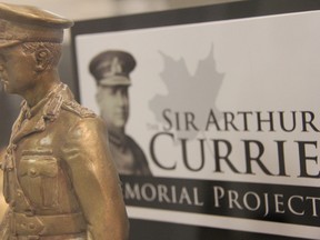 A display for the Sir Arthur Currie Memorial Project at Museum Strathroy-Caradoc. Currie's bronze statue was delivered to the location on July 28. ELENA MAYSTRIK\AGE DISPATCH/LONDONER/QMI AGENCY