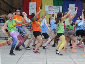 A flash mob led by the youth group Dynamic Dozen springs up during the closing ceremonies of the July 27 Pride parade. GERARD CRECES\ SPECIAL TO LONDONER