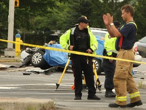 Two people were killed Sunday, July 27, 2014 after a two-car collision in Kanata. Ottawa police have not released the names of the victims but are asking for witnesses to come forward.
Doug Hempstead/Ottawa Sun/QMI Agency