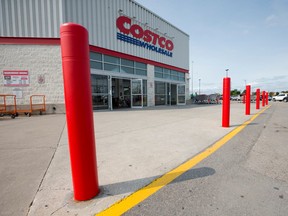 An expert from California says to be effective, these parking barriers should be no more than 1.5 metres apart. The ones at a south London Costco where Addison Hall, 6, was struck and killed by a car are 3.7 metres apart. (CRAIG GLOVER, The London Free Press)