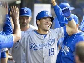 The Blue Jays acquired infielder Danny Valencia from the Royals for catcher Eric Kratz and pitcher Liam Hendriks on Monday night. (Getty)