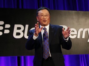 BlackBerry Ltd. chairman and CEO John Chen speaks at the BlackBerry Security Summit in New York City July 29, 2014.   REUTERS/Mike Segar