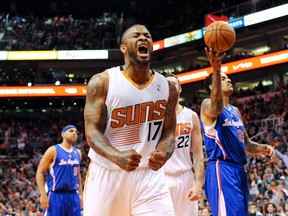Phoenix Suns forward P.J Tucker (17) celebrates during the third quarter against the Los Angeles Clippers at US Airways Center last season. (Casey Sapio-USA TODAY Sports)