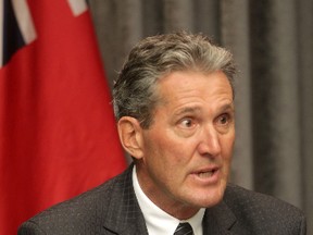 Manitoba's Progressive Conservative leader Brian Pallister, talked to media about the urgent need for action on flood prevention on Tuesday. (Chris Procaylo/Winnipeg Sun)