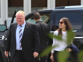 Toronto mayor Rob Ford arrives at a Ontario Sports Hall of Fame luncheon which was held at Exhibition Place to honour Paul Godfrey. (JACK BOLAND, Toronto Sun)