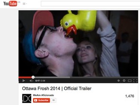 Student leaders are concerned that unsanctioned frosh week events put on by Aficionado Studios will glorify the binge-drinking, drug use and sexuality depicted in an online advertisement produced by the Ottawa-based events planner. 
Courtesy of Youtube.