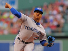Toronto Blue Jays starting pitcher Marcus Stroman (54) pitches during the first inning against the Boston Red Sox at Fenway Park on Jul 29, 2014 in Boston, MA, USA. (Bob DeChiara/USA TODAY Sports)