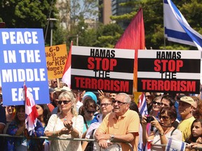 Demonstrators at a pro-Israeli rally held at Queen's Park last weekend. (JACK BOLAND, Toronto Sun)
