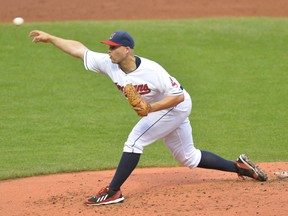 Cleveland Indians starting pitcher Justin Masterson (63) delivers in the second inning against the New York Yankees at Progressive Field. (David Richard-USA TODAY Sports)