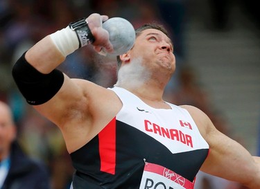 Canada's Justin Rodhe competes in the men's shot put qualifying round at the 2014 Commonwealth Games in Glasgow, Scotland, July 27, 2014. REUTERS/Suzanne Plunkett