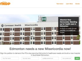 Screen shot from the website launched by the Alberta NDP www.newmisnow.ca