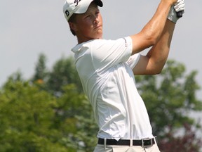 Bath's Austin James is tied for the lead at the Canadian Junior Boys Golf Championship, which was suspended during the second round Wednesday. (Golf Association of Ontario)