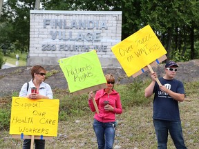 JOHN LAPPA/THE SUDBURY STAR/QMI AGENCYAn information picket was held by personal support workers and health care aides at Finlandia Village in Sudbury, ON. on Wednesday, July 30, 2014.