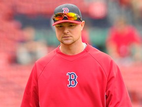 Boston Red Sox pitcher Jon Lester walks out of the batting cage prior to a game against the Toronto Blue Jays at Fenway Park. (Bob DeChiara-USA TODAY Sports)