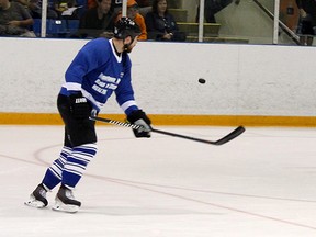 NHL player Ryan O’Reilly shows off his skills at the first annual Hometown Heroes charity hockey game held in Goderich in 2014. He will returning this year along with many others. (Steph Smith/Postmedia Network)