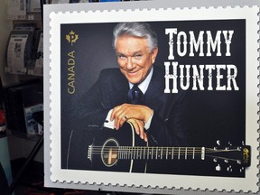 London’s Tommy Hunter, Canada’s Country Gentleman, is one of five Canadian country artists being celebrated with new stamps from Canada Post. The stamps, also featuring k.d. lang, Renee Martel, Hank Snow and Shania Twain, were unveiled July 31, 2014. CHRIS MONTANINI\LONDONER\QMI AGENCY