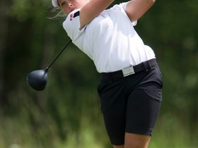 Brooke Henderson of Smiths Falls drives off the 16th tee at FireRock  Golf Club  in Komoka, Ont., on day two of the PGA Women's Championship of Canada on Thursday. She shot a six under par 66 to win the two round tournament with a final score of minu -13. (DEREK RUTTAN/ QMI AGENCY)