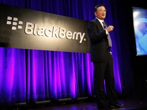 BlackBerry Ltd. chairman and CEO John Chen speaks at the BlackBerry Security Summit in New York City July 29, 2014. REUTERS/Mike Segar