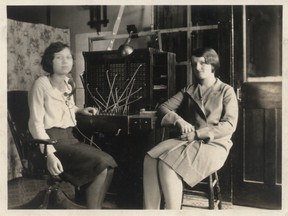 Rosella Krueger, left, and Lottie Gascho at the Zurich switchboard.
