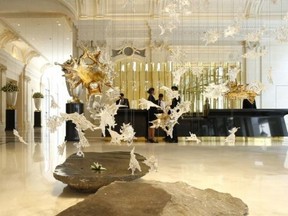 View of the lobby at the Peninsula Paris luxury hotel in Paris July 30, 2014. After four years of refurbishment work costing 430 million euros, the Peninsula Paris hotel opens its doors on Friday. (Reuters)