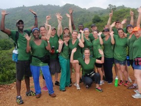 A 17-member Hands Up for Haiti team recently travelled to Haiti for a seven-day medical mission. Pictured here the team stands on "Prayer Mountain" in Haiti. (Submitted photo)
