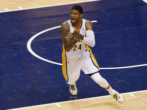 Pacers forward Paul George broke his leg while participating in Team USA's basketball showcase game in Las Vegas on Friday, Aug. 1, 2014. (Aaron Doster/USA TODAY Sports/Files)