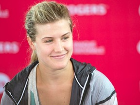 Eugenie Bouchard takes questions from the media Sunday afternoon in Montreal. (QMI Agency)
