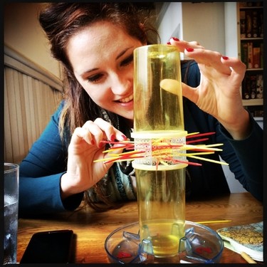 Sarah mastering KerPlunk at Across The Board game cafe in Winnipeg. (HANDOUT/Leif Norman)
