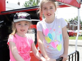 Ben Leeson/The Sudbury Star
Sisters Sophie and Danica Gilbert board Little Obie the Miniature Train at the Northern Ontario Railway Museum during Capreol Days on Saturday.