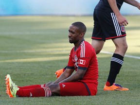 TFC's Jermain Defoe will miss at least two weeks with a groin strain. (Stan Behal/Toronto Sun)