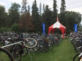 A photo taken by Edmonton city councillor, Andrew Knack, and posted to his Instagram account, shows hoards of bicycles parked at the bike racks at the Servus Heritage Festival at Hawrelak Park on Monday, August, 4, 2014. PHOTO SUPPLIED
