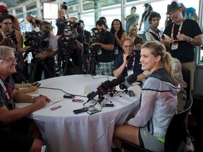 Eugenie Bouchard during a press conference at the WTA Tournament Rogers Cup at Uniprix Stadium in Montreal August 3, 2014. (QMI Agency)