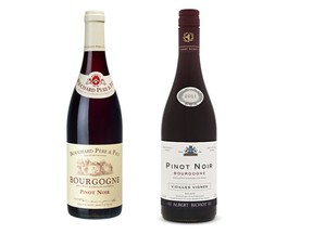 Bouchard Père & Fils 2012 Bourgogne Pinot Noir (left) and Albert Bichot 2011 Vieilles Vignes Bourgogne Pinot Noir. (Handout)