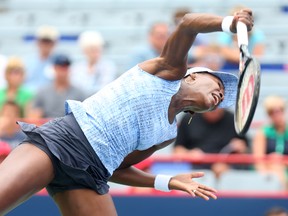 Venus Williams, of the United States, serves against Anastasia Pavlyuchenkova, of Russia, on day two of the Rogers Cup tennis tournament at Uniprix Stadium. (Jean-Yves Ahern-USA TODAY Sports)