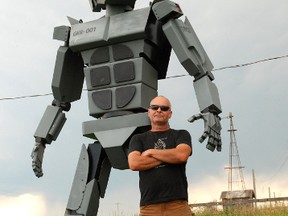 Phil Allen is looking to build a working model of his nine-foot prototype, Patronus in Airdrie, Alta. (Dawn Smith/QMI Agency)