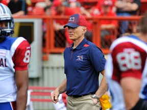 Tom Higgins coaches his first regular season CFL football game as Montreal Alouettes' head coach against the Calgary Stampeders in Calgary, Alberta, June 28, 2014. (REUTERS/Mike Sturk)
