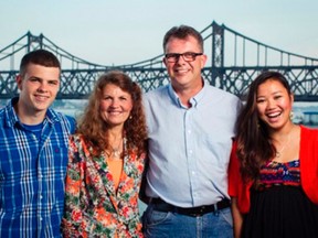 Canada's Kevin Garratt (2nd R), his wife Julia Dawn Garratt (2nd L) and his children Peter and Hannah, pose for a family picture in Dandong, in this undated handout provided to Reuters by Kevin's son Simeon Garratt. (REUTERS/Simeon Garratt/Handout via Reuters)