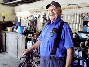 Gerald "Bus" Brown, 89, independent owner of Brown's Esso Service Station in Dresden, has been pumping gas since the 50s. His sons, Francis and Dennis Brown have followed in their father's footsteps and taken over the gas station over the last few years. (DIANA MARTIN diana.martin@sunmedia.ca)
