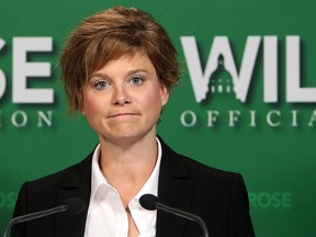 Wildrose MLA Kerry Towle comments on the resignation of Alison Redford during a press conference in Edmonton Alta., on Wednesday Aug. 6, 2014. David Bloom/Edmonton Sun/QMI Agency